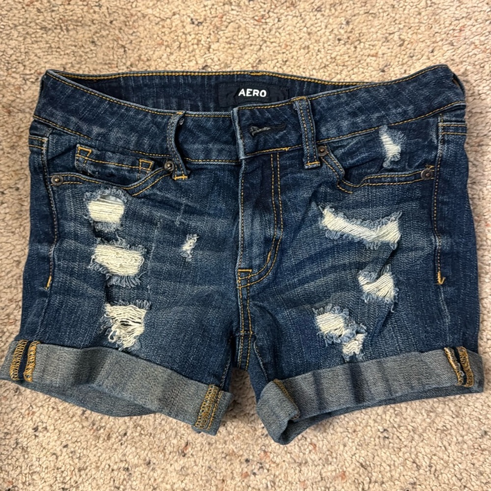 Aero low rise midi jean shorts